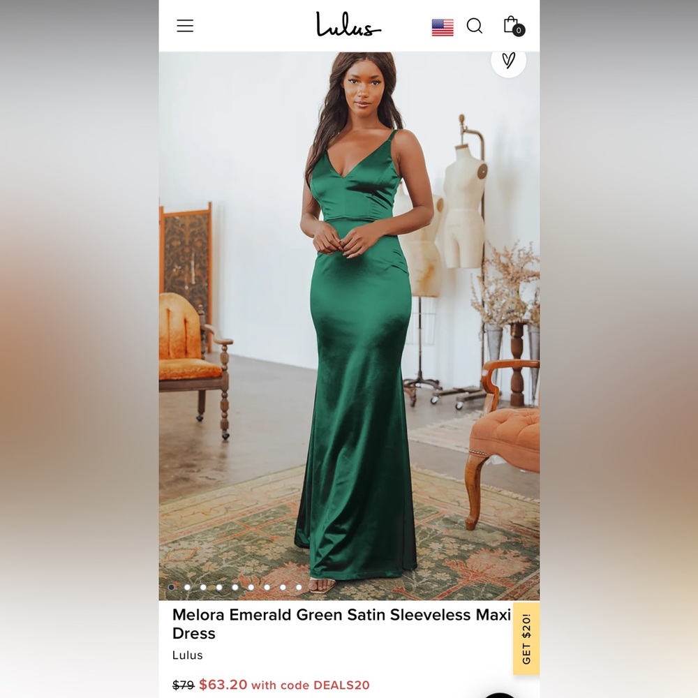 Melora Emerald Green Satin Sleeveless Maxi Dress
